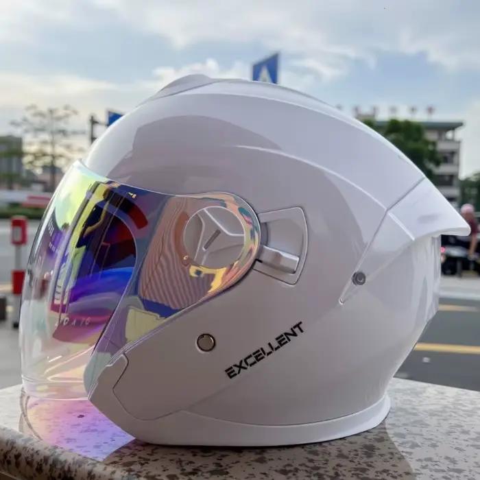 Casque de moto 3/4 ouvert pour hommes et femmes, double visière, pare-soleil, léger, pour scooter, vélo, style rétro