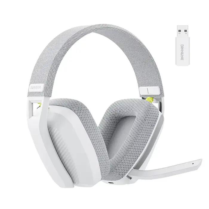 Casque de jeu sans fil BINNUNE BW06 avec microphone pour PS5 PS4 PC Mac Bluetooth 2.4 GHz double connexion annulation active du bruit gaming confortable