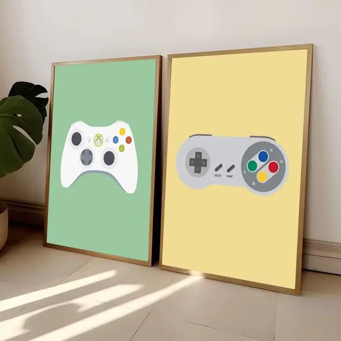 Affiche de contrôleurs de jeux vidéo rétro