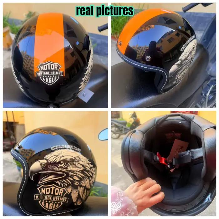 Casque de moto ouvert HOT, style vintage, unique, rétro, 3/4, avec doublure amovible, Cascocascospara Moto