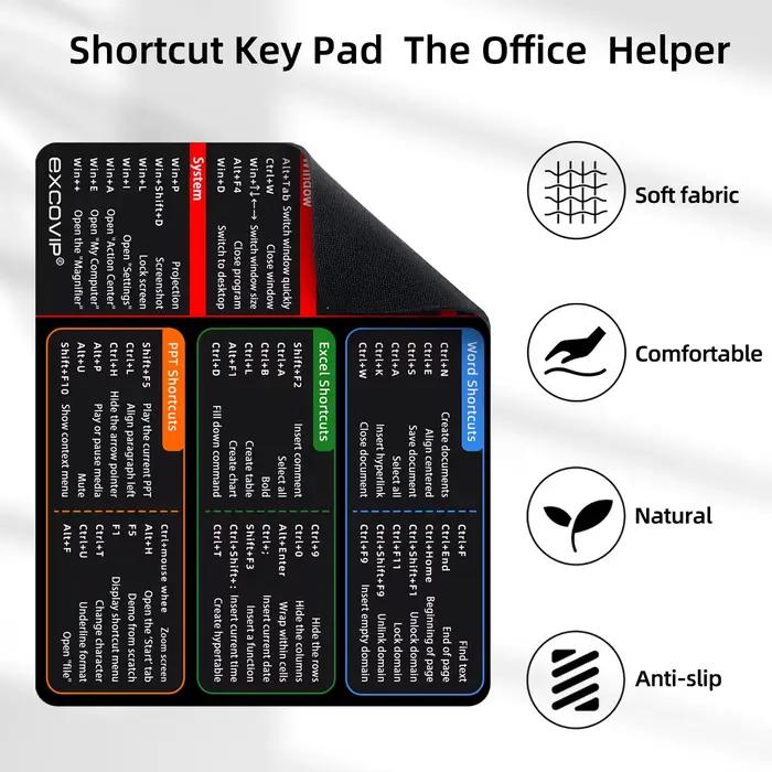 Tapis de souris EXCO raccourcis pour Excel Windows Office
