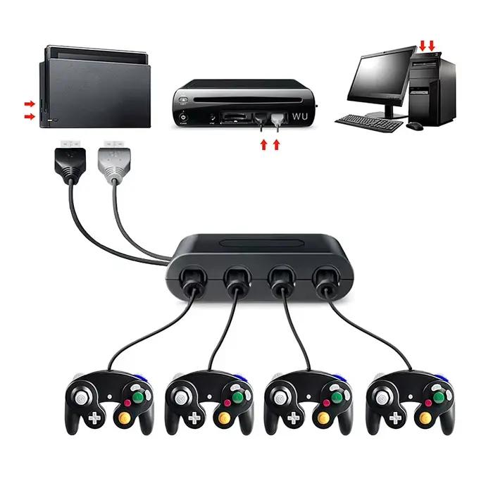 Convertisseur de jeu 4 Ports pour contrôleur GameCube GC
