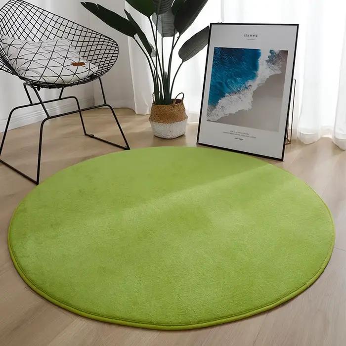 Tapis imprimé circulaire doux et Simple, couleur unie, en flanelle, antidérapant, adapté aux chambres à coucher, aux salons, aux chambres d'enfants
