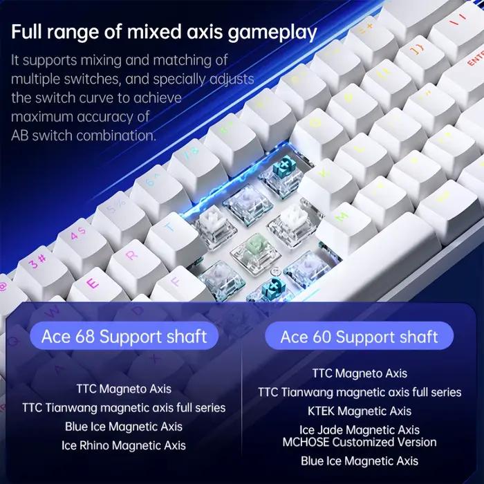 MCHOSE ACE 68 commutateur magnétique clavier de jeu effet Hall déclencheur rapide Programmable rvb 8K Hz