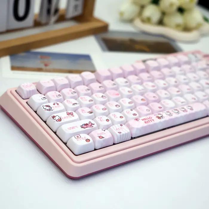 Ensemble de claviers mécaniques 138 touches rose Hello Kitty PBT Keycaps MOA Dye-Sub MX pour 61/64/68/87/96/104/108