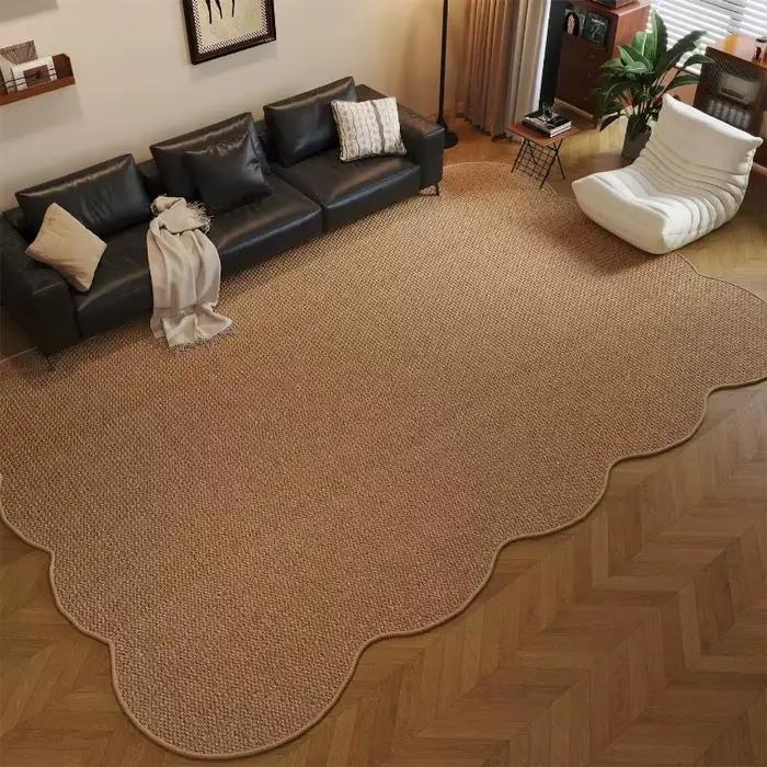 Tapis de chambre à coucher antidérapant, 1 pièce, tapis de sol en jute tissé irrégulier pour salon, tapis vintage bohème, tapis durable pour sol de maison