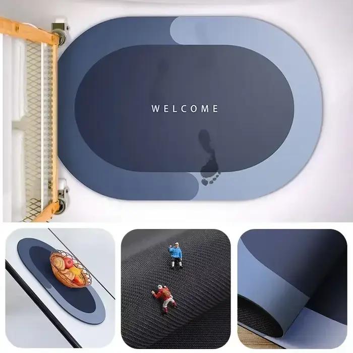 Tapis de bain absorbant antidérapant en diatomite pour salle de bain, tapis de douche, paillasson d'entrée de cuisine, tapis de sol domestique, tapis de baignoire