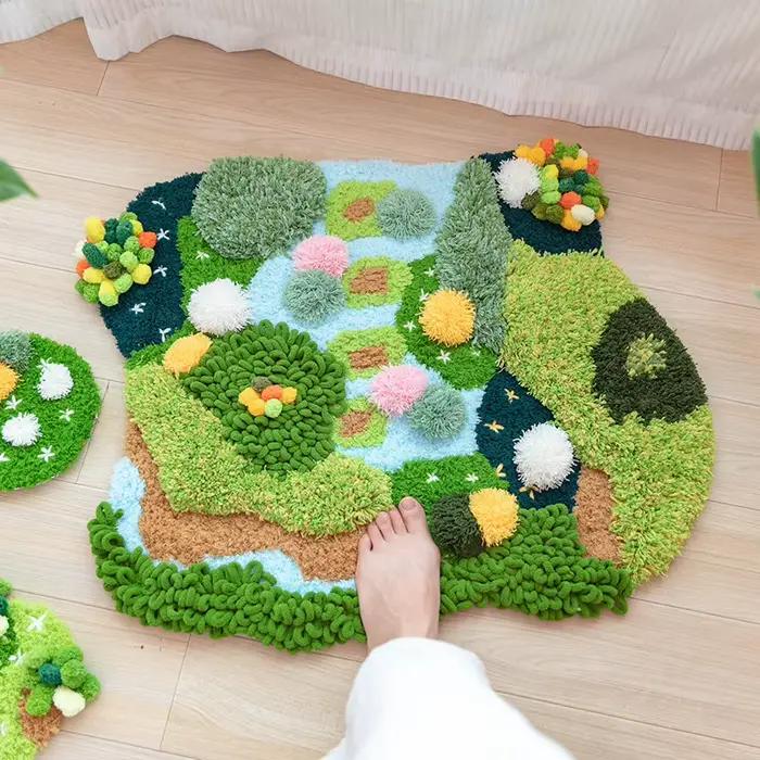 Tapis en mousse vert fait à la main bricolage