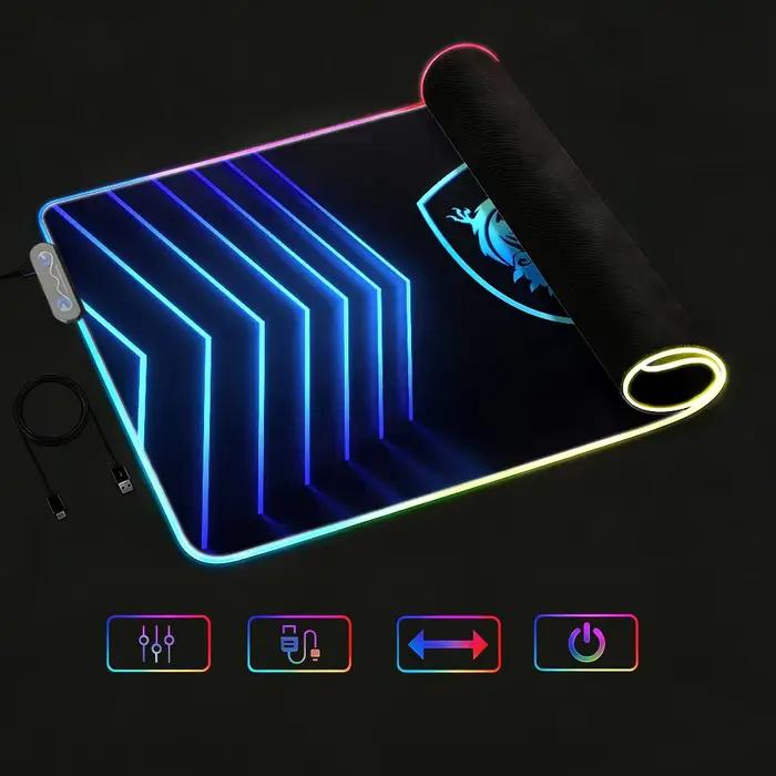 Tapis de souris imperméable avec éclairage LED RGB pour gamers et professionnels, antidérapant, surface de bureau tendance et confortable pour clavier de jeu
