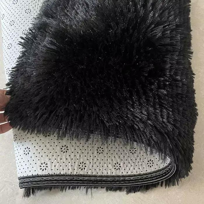 Tapis en fourrure noir doux pour chambre d'enfant, couverture de sol pour salon, chambre à coucher, décoration intérieure moderne pour la maison