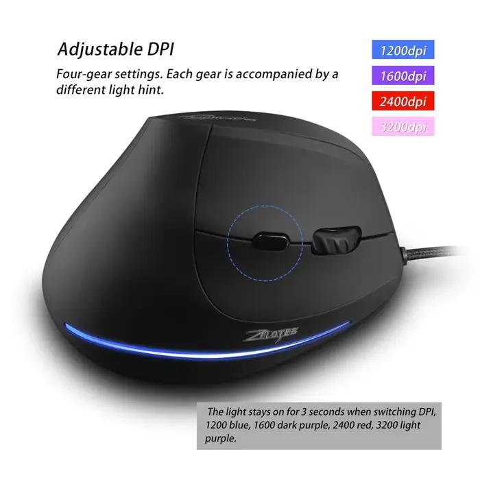 Souris ergonomique filaire verticale silencieuse rechargeable ZELOTES T20 pour ordinateur portable