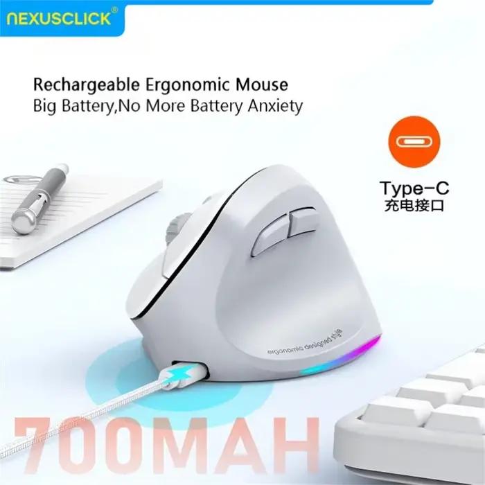 Souris sans fil ergonomique verticale NexusClick double mode BT/2.4G