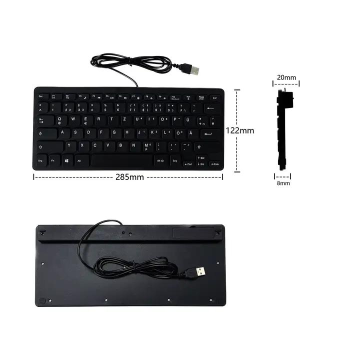 Japonais allemand russe français espagnol USB filaire mini clavier langue 78 touches pour ordinateur de bureau PC portable mince