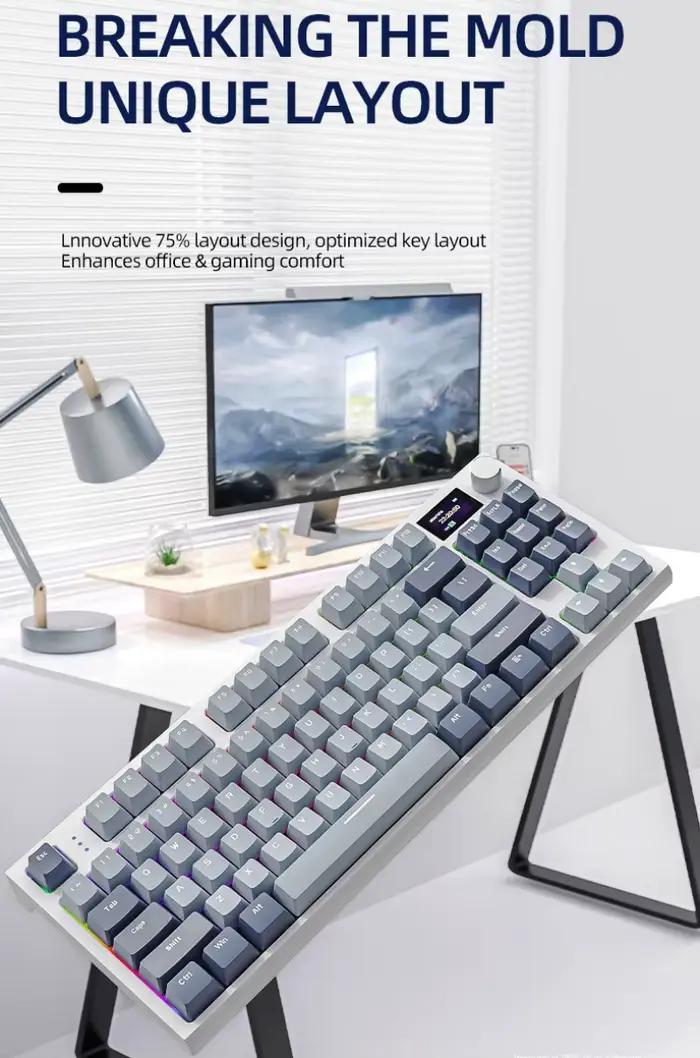 Clavier mécanique sans fil français Hot Swap 87 touches 75% disposition espagnol russe coréen arabe