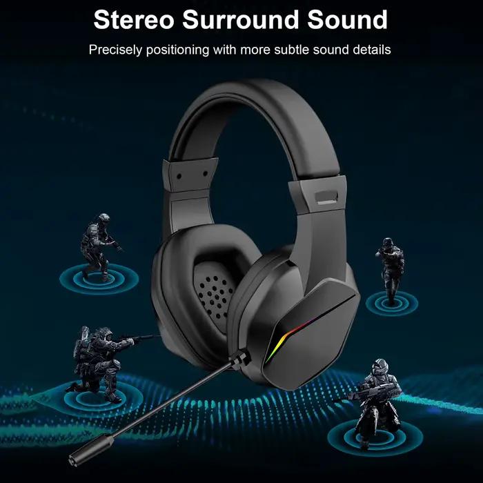 Casque de jeu sans fil BT avec lumières LED