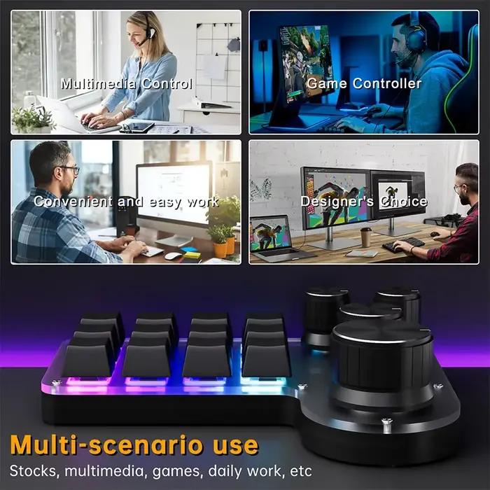 3 Modes 12 touches clavier mécanique 4 boutons programmation personnalisée