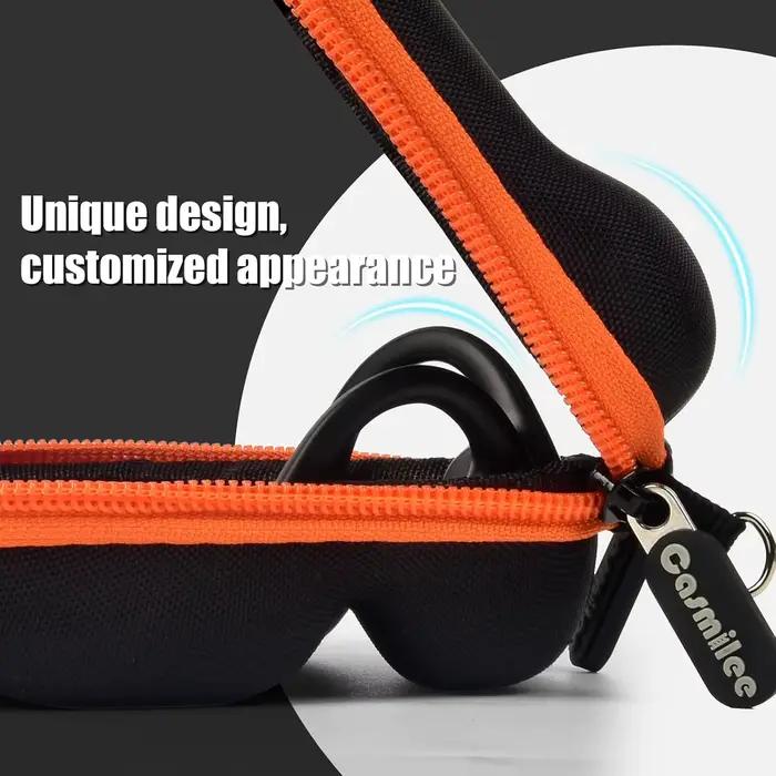 Étui pour écouteurs compatible Shokz OpenRun Pro/Standard/Mini, OpenMove, OpenSwim Pro, Raycon et autres écouteurs à conduction osseuse avec logo réfléchissant 3M et mousqueton pour mode de vie actif
