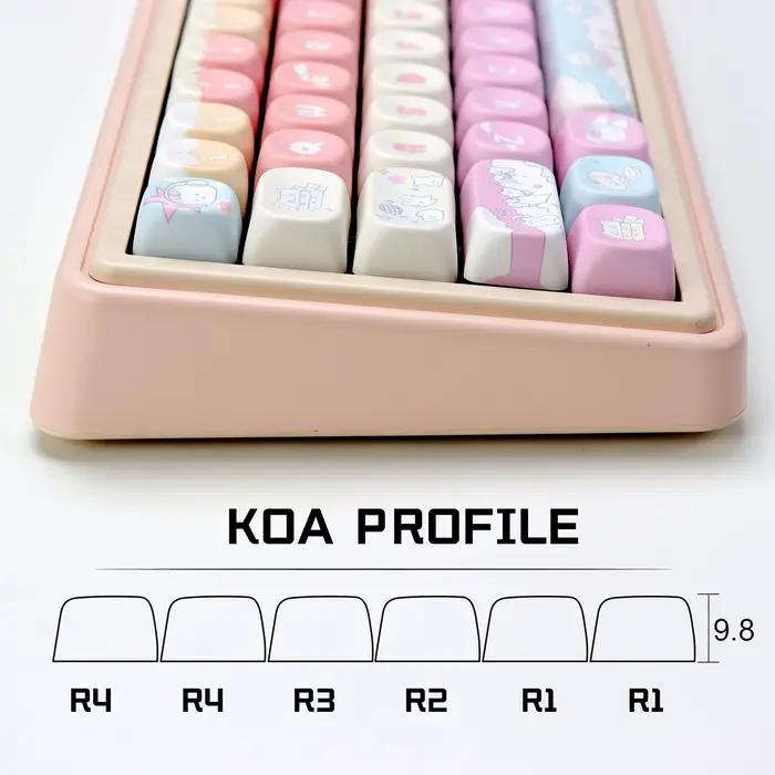 KBDiy 133 touches/ensemble rose mignon RocK chat Keycap Anime KOA profil PBT ISO Keycaps personnalisé pour aula F75 60 clavier mécanique de jeu