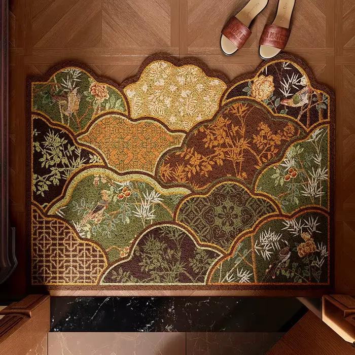 Tapis d'entrée, tapis de sol pour porte d'entrée, tapis en soie à anneau, tapis de sol pour les pieds