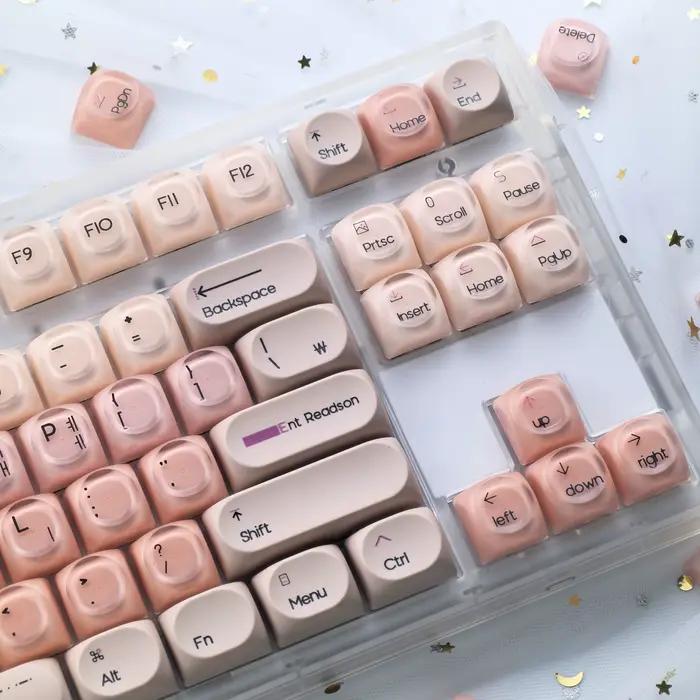 MAIMOOO Keycaps coréens roses Liquid Foundation 136 touches Hoa Pbt+Pc rondes