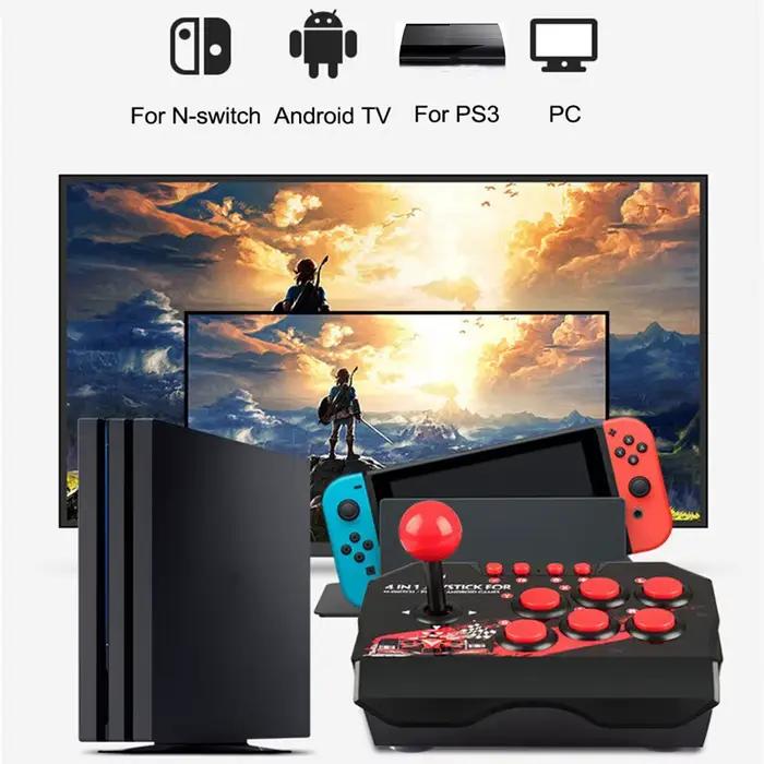 GAMINJA NS002 4 En 1 Rétro Arcade Console Jeu Joystick Rocker Fighting Controller pour Nintendo Commutateur PS3 PC Android TV