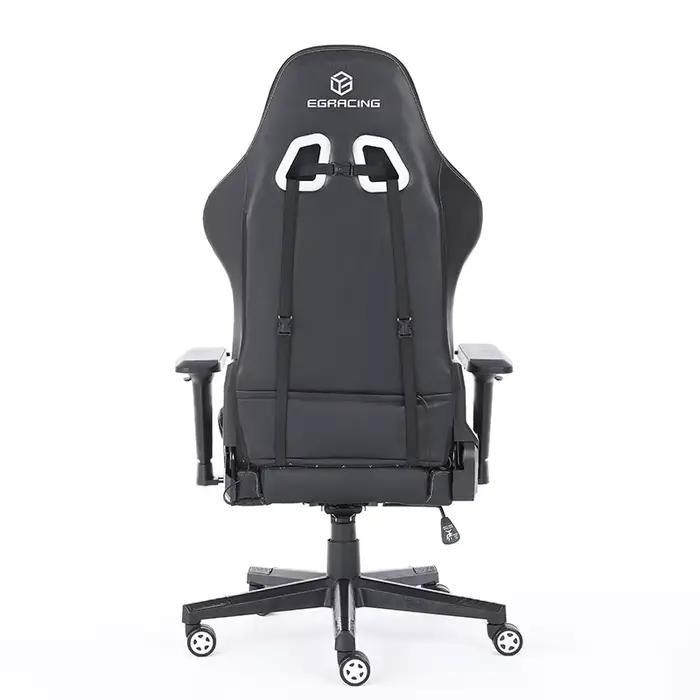 Chaise de jeu ergonomique en cuir PU noir pour bureau et gaming