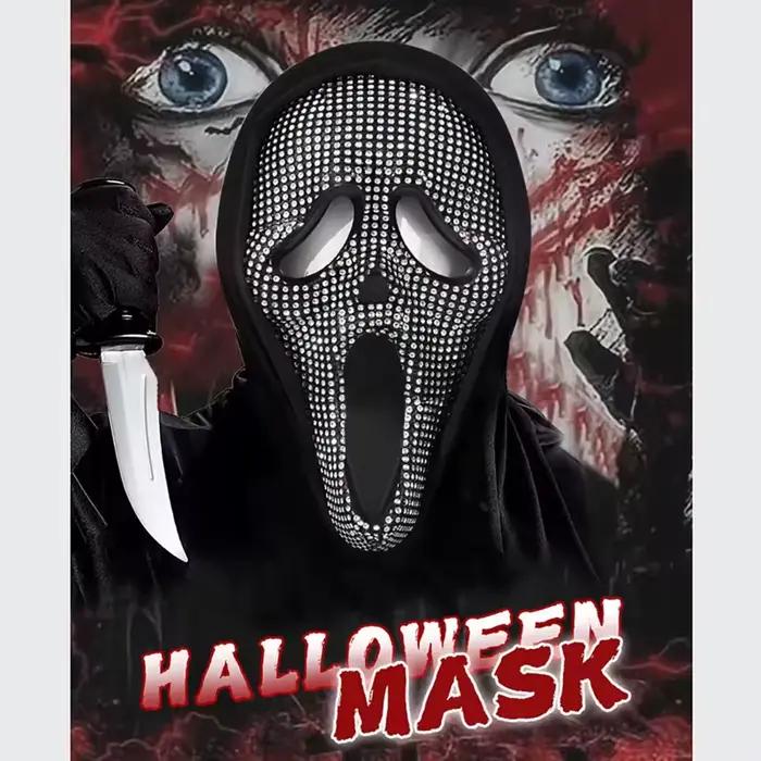 Masque d'Halloween Fantôme avec Accessoires Complets, Masque de Visage d'Horreur, Décoration d'Halloween, Accessoire de Costume d'Horreur, Masque Intégral