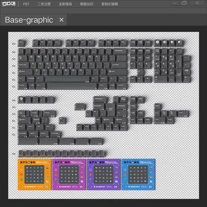 Domikey-Capuchons de touches PBT Doubleshots