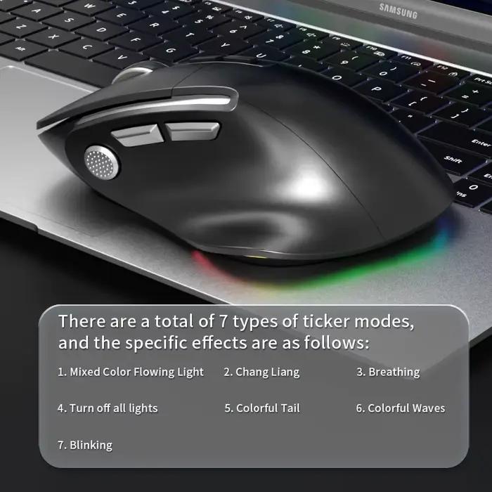 Souris sans fil Lenovo 3 modes Bluetooth 5.3+2.4G+Filaire Ergonomique RGB Gaming avec touches macro Rechargeable pour bureau et jeux pour joueurs et professionnels
