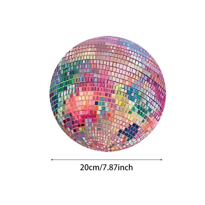 Tapis de souris rond en caoutchouc rose avec boule Disco