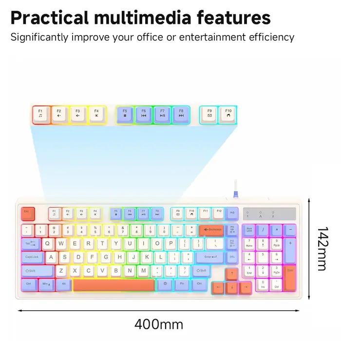 CASEPOKE Clavier mécanique français 98 touches pour PC