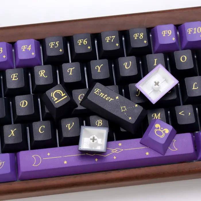 KBDiy 143 touches Stardust Prelude Keycap profil Cherry violet noir Alice espace divisé ISO PBT Keycaps pour 60 clavier mécanique