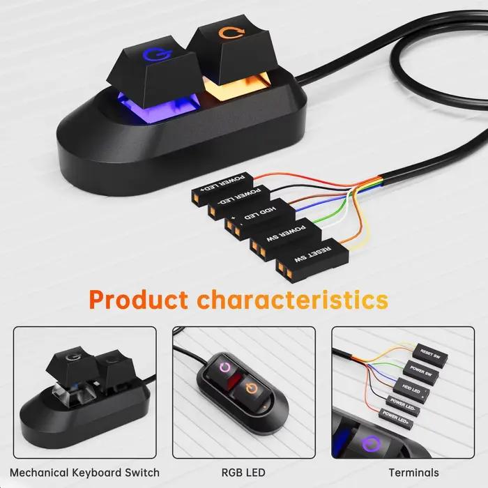 Lumières LED RGB 2M, interrupteur de bureau pour ordinateur