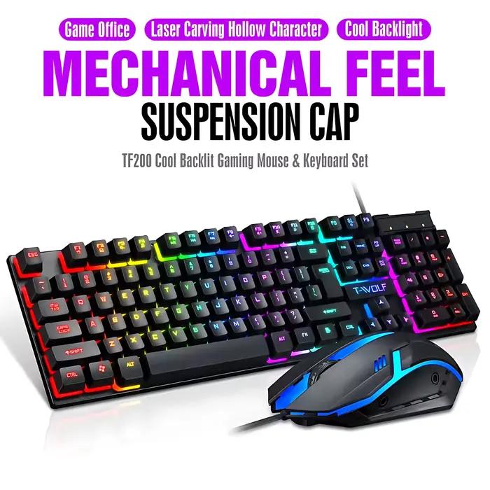 Clavier et souris filaires rétroéclairés arc-en-ciel