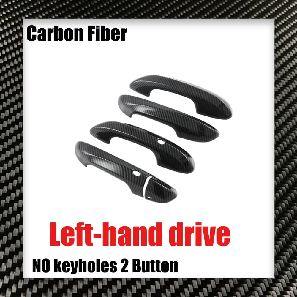 Couvercle de poignée de porte de voiture en fibre de carbone, autocollant chromé noir, garniture, pi