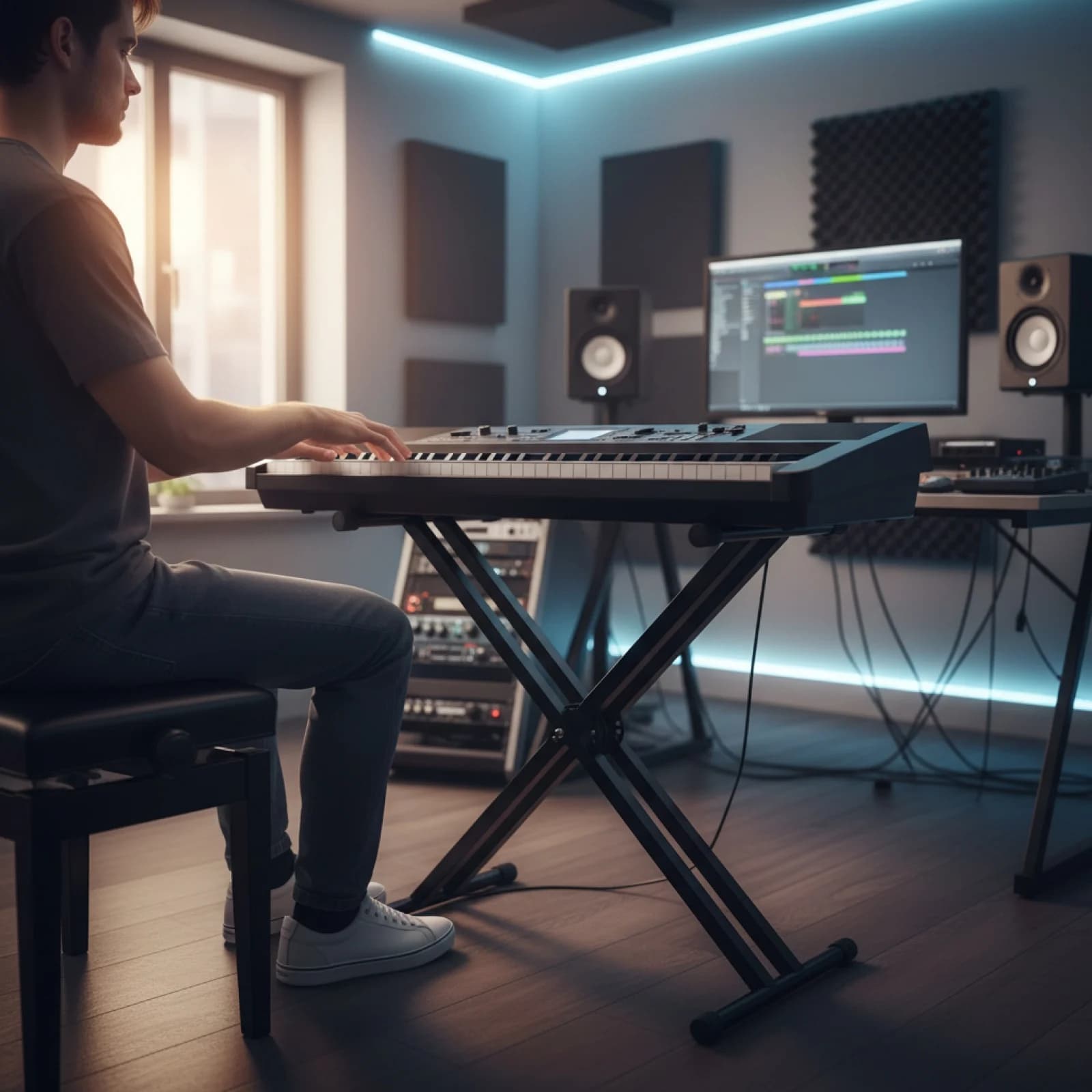 Support de clavier de piano X-Style, portable, réglable en hauteur, étagère pour piano électrique, p