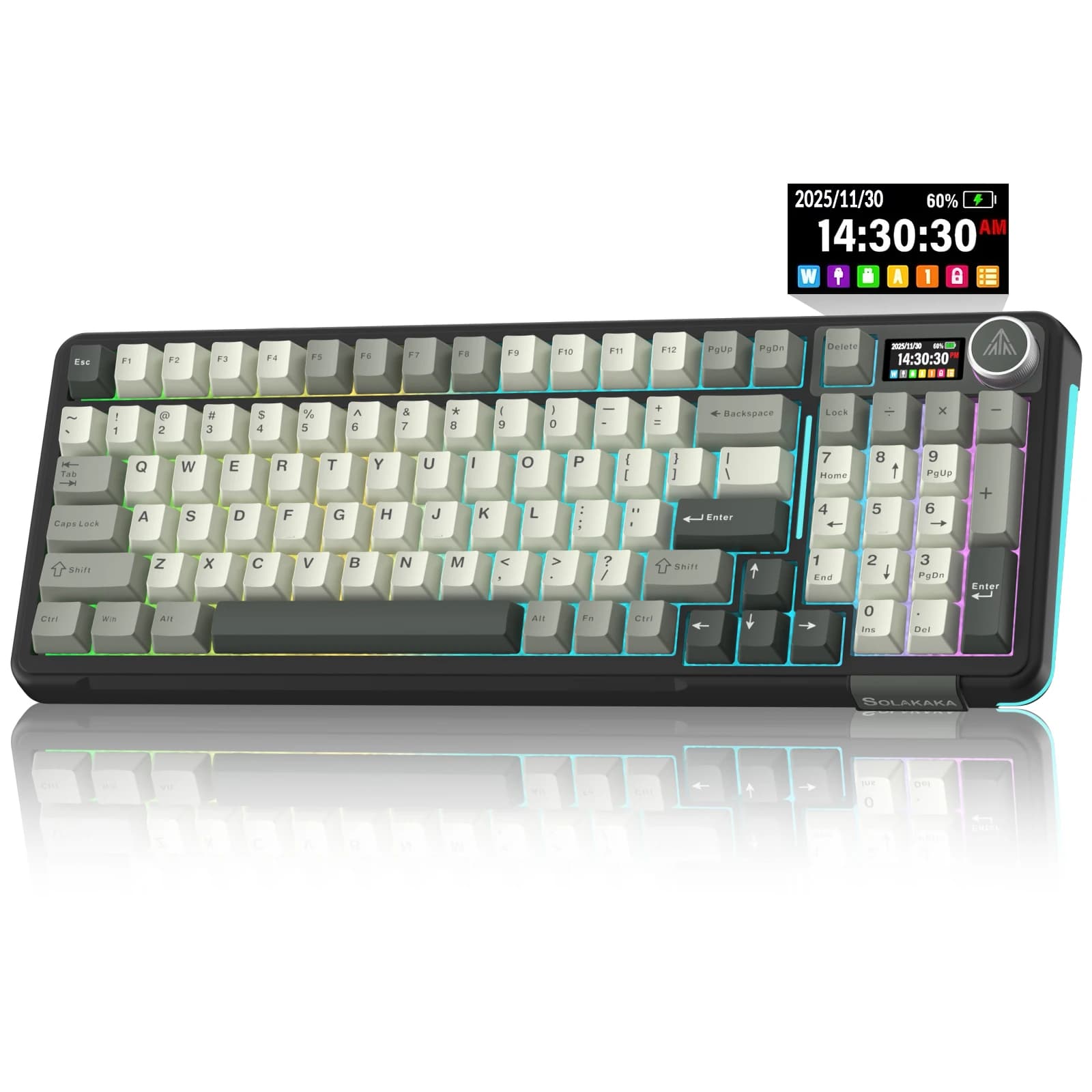 Clavier mécanique SOLAKAKA A99 Pro avec écran LCD, bouton métallique, clavier de jeu sans fil, clavi
