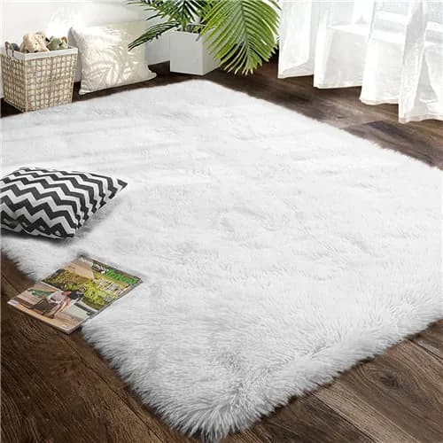 Tapis rouge Ultra doux et moelleux, tapis en fourrure, en peluche, antidérapant, Shag, moderne, déco