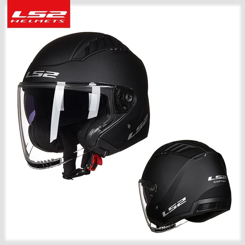 Casque de moto rétro LS2 COPTER avec double visière, pour scooter, homme et femme, vintage, Capacete