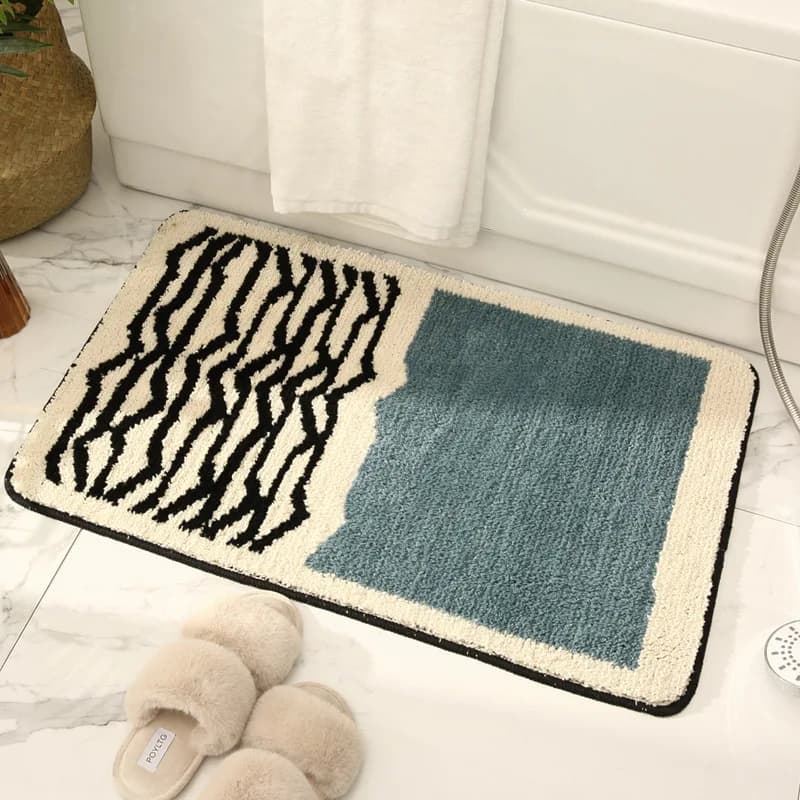 Nouveau tapis de salle de bain absorbant Simple, porte rayée de luxe, antidérapant, d'entrée, coussi