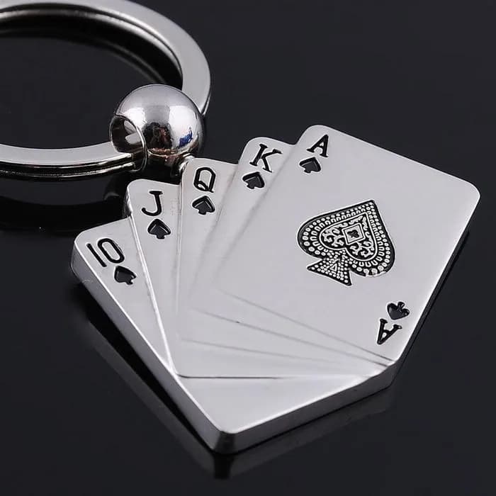 Porte-clés à breloques de Poker pour hommes, bibelot, cartes à jouer, bijoux, accessoire de voiture,