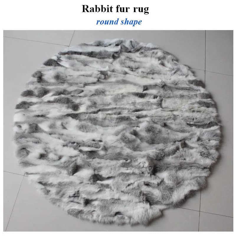 MS.Softex-Tapis en fourrure naturelle pour la maison, tapis en fourrure de lapin véritable de forme 