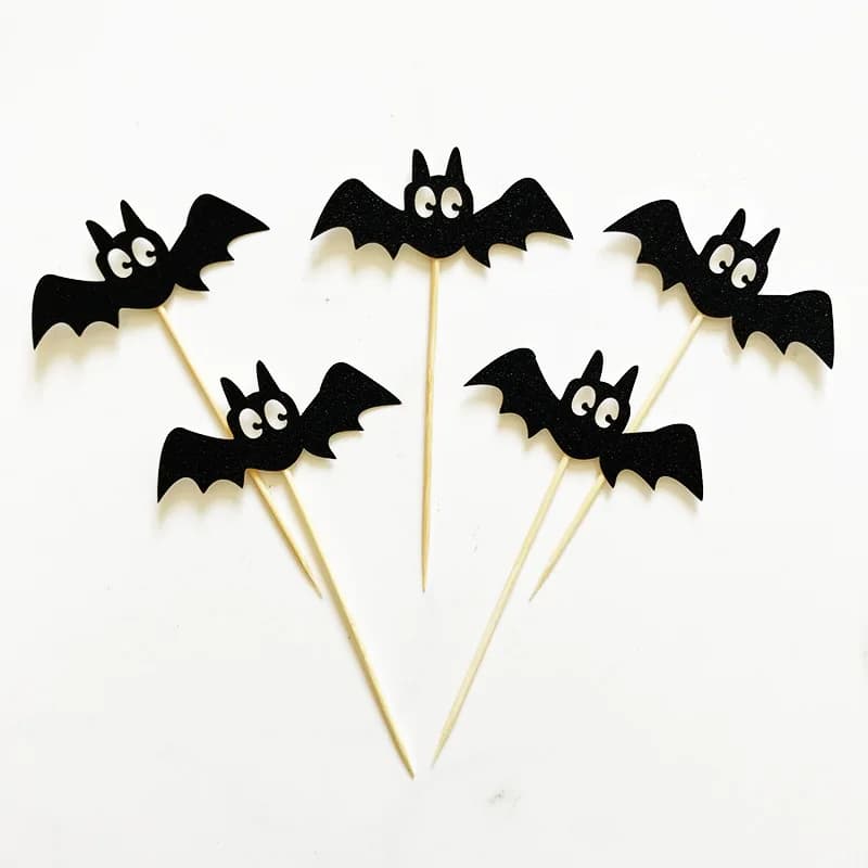 Décorations de Cupcake de chauve-souris noires pour enfants, carte insérée de gâteau, décor de gâtea
