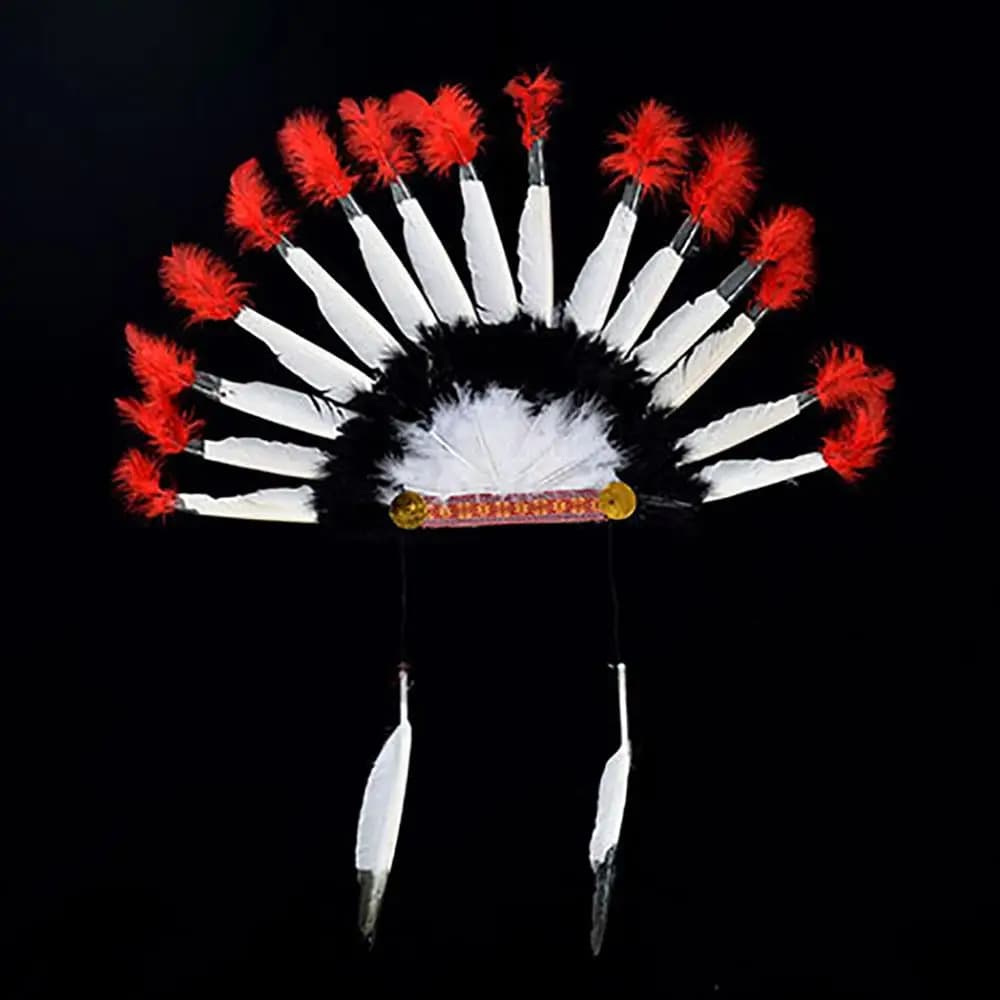 Chapeau de style chef indien, coiffure en plumes, jour de Thanksgiving, bande de sauna, vêtements de
