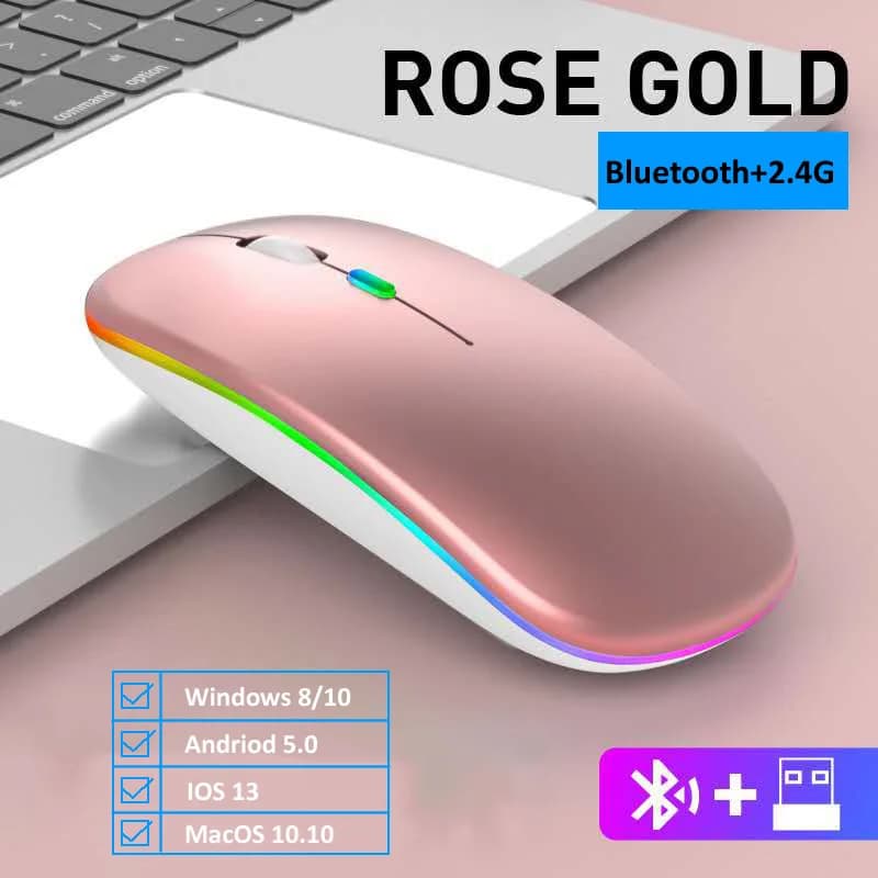 Souris sans fil Bluetooth 2.4G, deux modes de connexion, Rechargeable, RGB, silencieuse, pour Gamer,