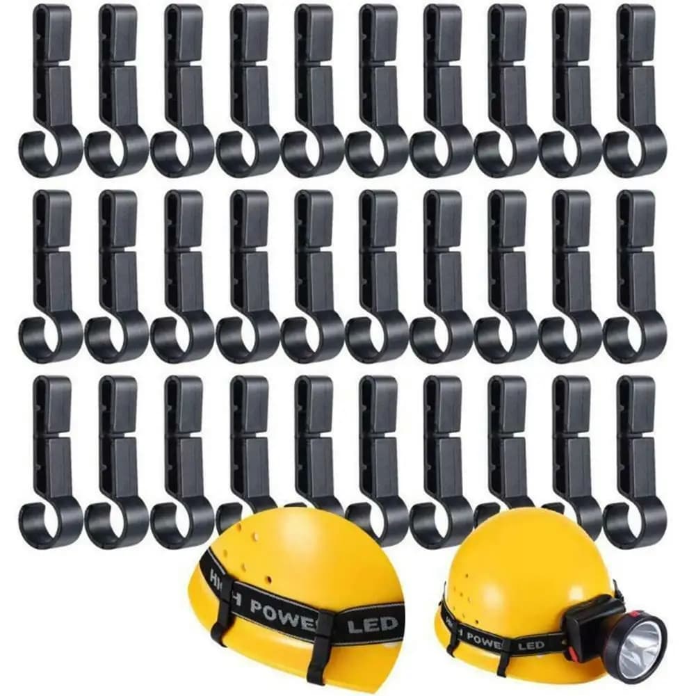 Lot de 20 attaches en plastique pour casque, pinces de fixation pour lampe frontale, ensemble noir, 