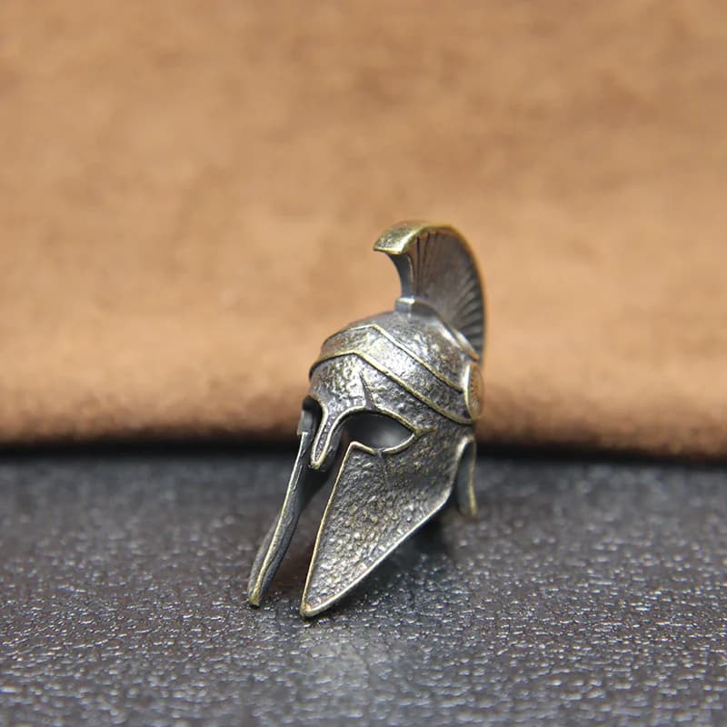 Accessoire de pendentif porte-clés en paracorde DIY, en laiton, motif casque de guerrier spartiate d