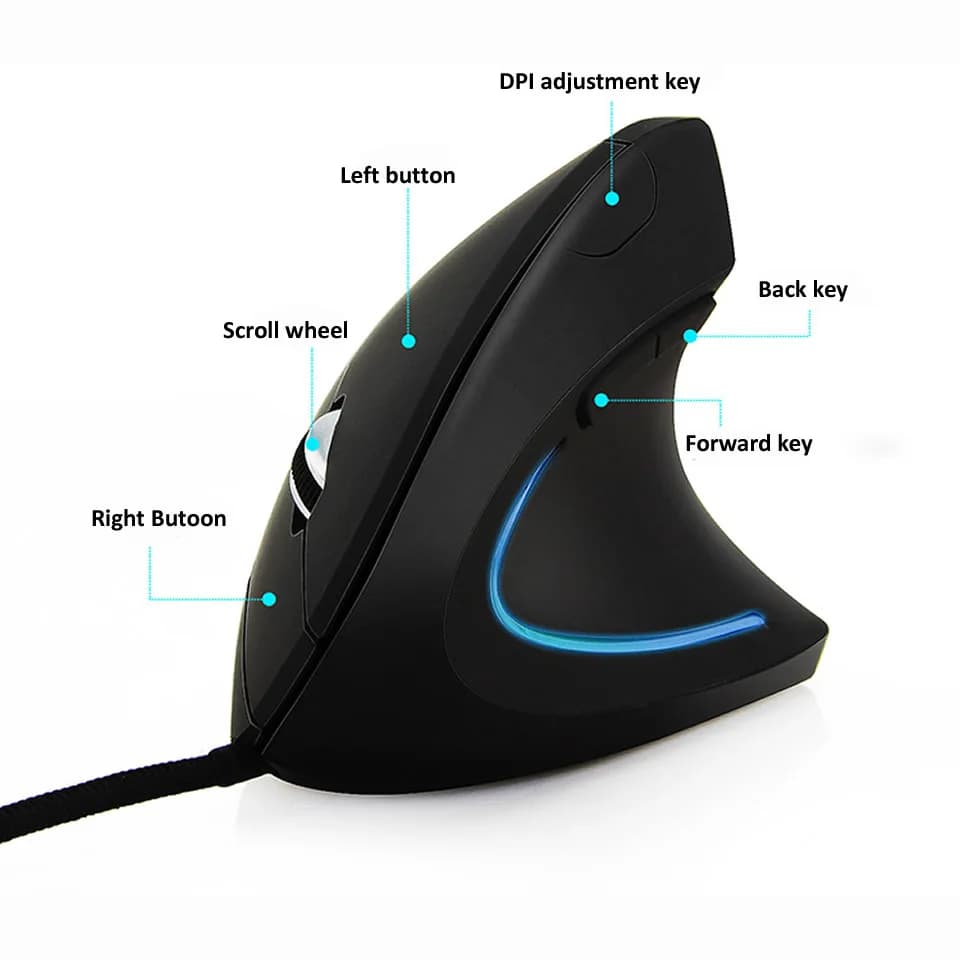 Souris de jeu verticale filaire et filaire, rvb, 800/1200/1600/3200DPI, accessoire ergonomique pour 