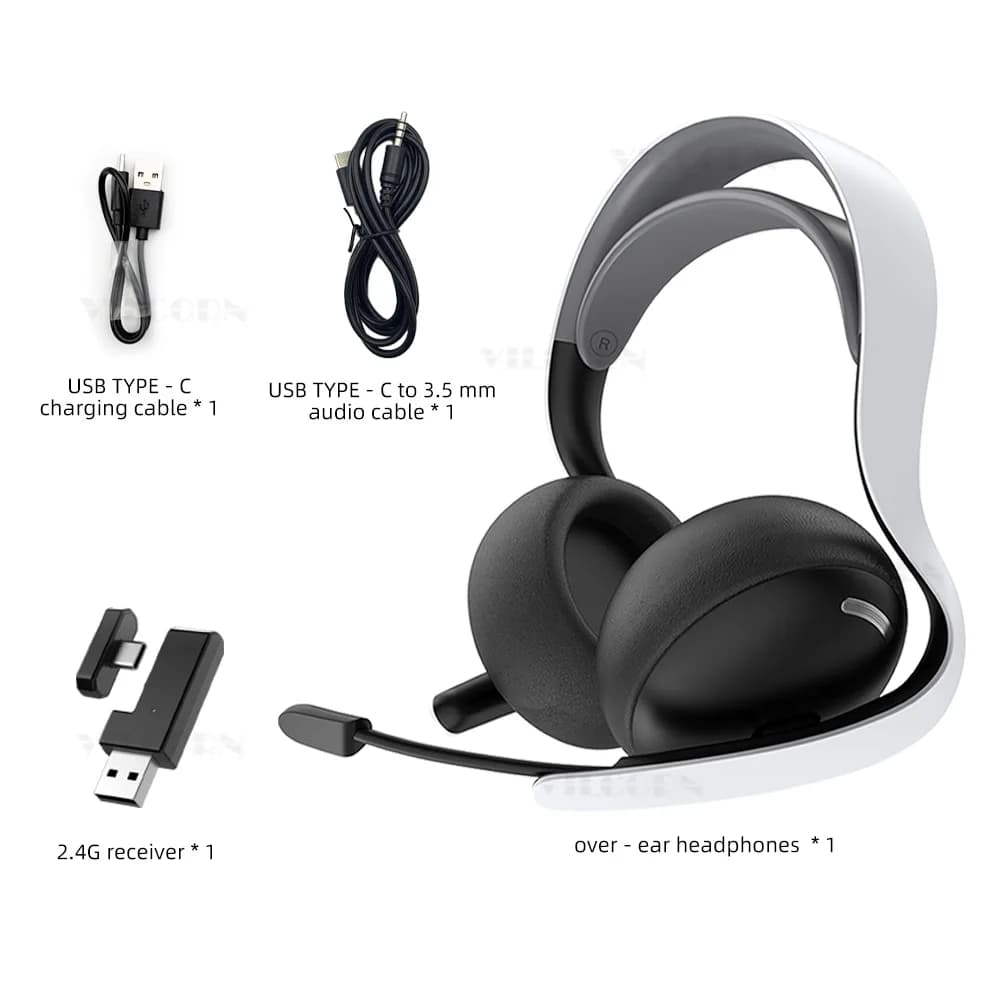 【2.4 GHz】 Casque de jeu sans fil pour PS5 PS4 PC Mac, casque BT avec microphone rétractable, bobine 