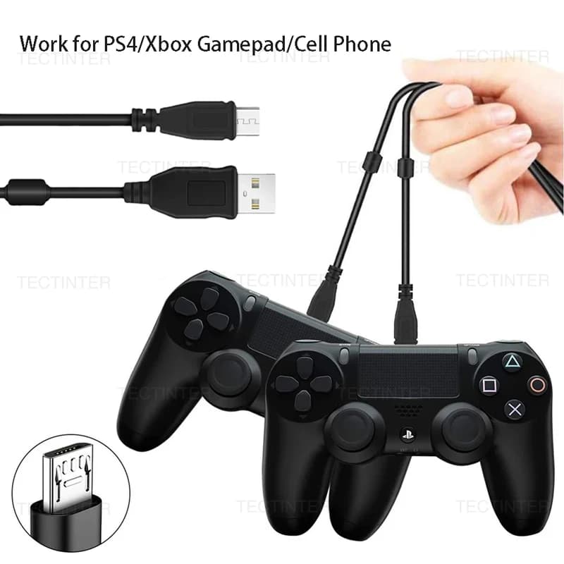 Câble de chargement Micro USB de 1.8M pour PS4 et XBOX One et contrôleur de téléphone portable, câbl